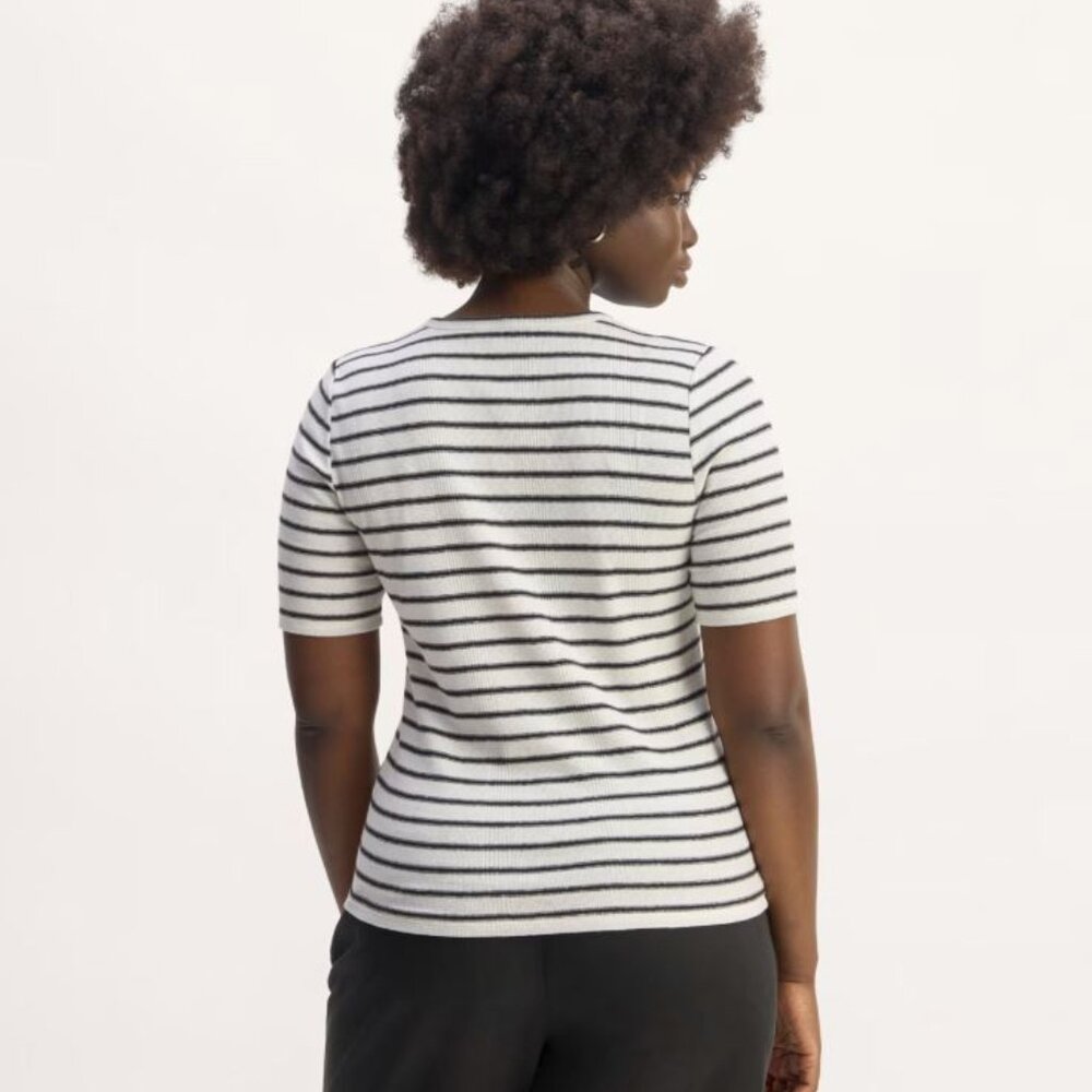 ๐ฅ Everlane The Vintage Rib Henley, Bone/Black (S) - Picture 5 of 13